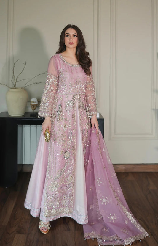 Emran Kashif Luxury Organza Embroidered 3Pc Unstitched Suit - Petal Grace