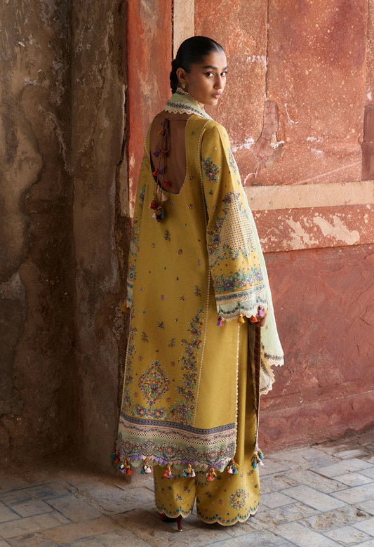 Hussain Rehar Luxury Lawn Embroidered 3Pc Unstitched Suit Sari