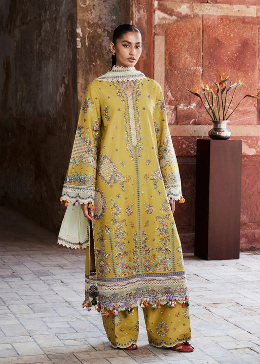 Hussain Rehar Luxury Lawn Embroidered 3Pc Unstitched Suit Sari