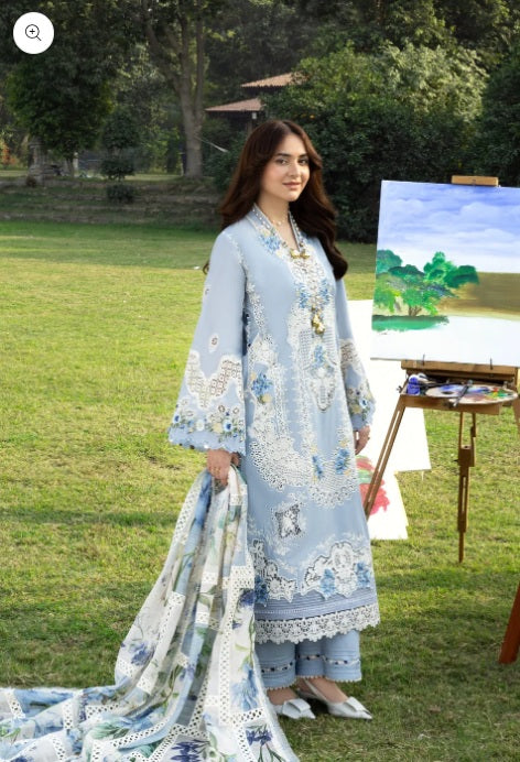 Elaf Luxury Embroidered Lawn 3Pc Unstitched Suit ELY-1B SERENITY