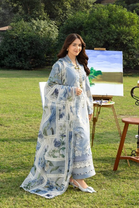 Elaf Luxury Embroidered Lawn 3Pc Unstitched Suit ELY-1B SERENITY