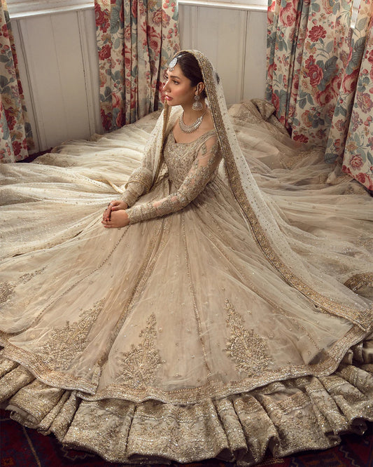 FZ Golden White Organza Bridal Wedding Edition Unstitched  ANAMTA