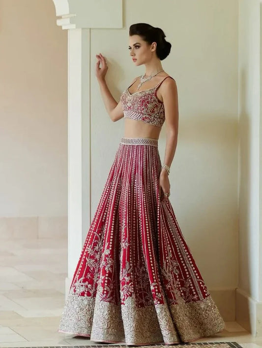 Faraz Manan Luxury Organza Hand Emblishment Collection Ultimate Red