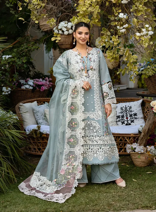 Elaf Embroidered Lawn Suit Unstitched 3 Pc ELM- 03 B Samaa