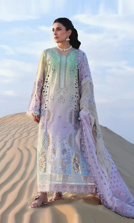 Nureh Luxury Embroidered Lawn Unstitched 3PC Suit Emelfie NE-228